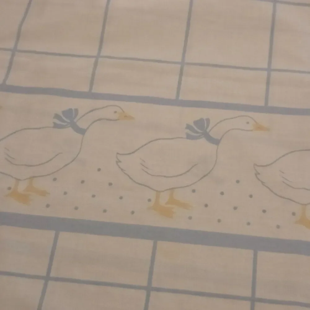 Vintage 80s Country Goose King Pillowcases Pair Blue Yellow Cottagecore 37.5